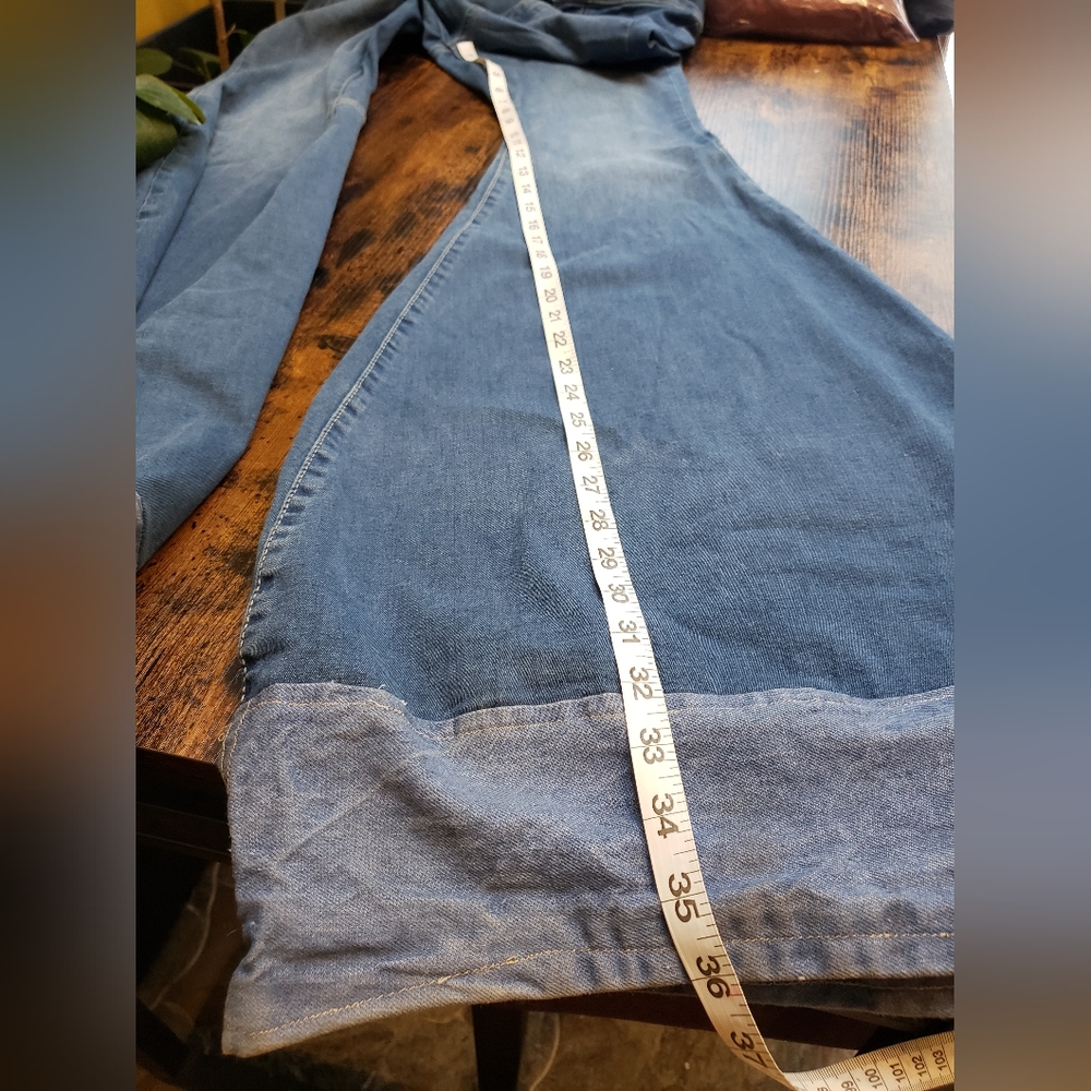 Free People 25x36 TALL custom, high rise, mid wash, bell bottoms, vintage, - Picture 8 of 14